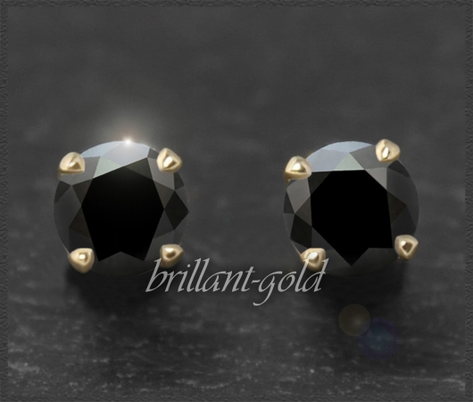 Ohrstecker 585 Gold, Saphir schwarz 4,5,6,7mm